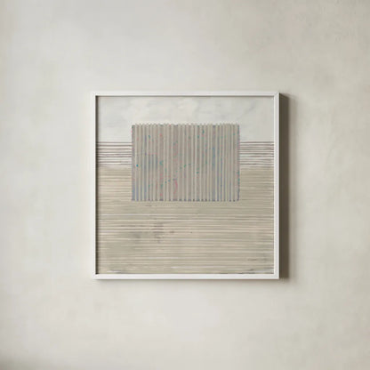 Layer of Reality Neutral by Mike Schick. Shown in a crisp white glass frame for a clean and minimalist style. Available as an archival giclee rolled canvas, fine art paper, or poster print. SKU 42925a.