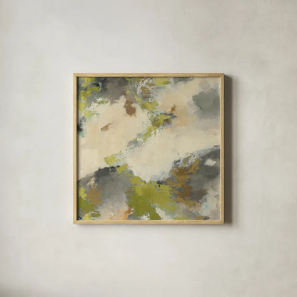 Linden Gray Matter III Square by Mike Schick. Shown in a natural wood glass frame for a timeless modern aesthetic. Available as an archival giclee rolled canvas, fine art paper, or poster print. SKU 34218a.