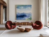 Midnight at the Lake II by Mike Schick. Shown as extra-large giant wall art in a modern living room. Available as an archival giclee rolled canvas, fine art paper, or poster print. SKU 15459a.