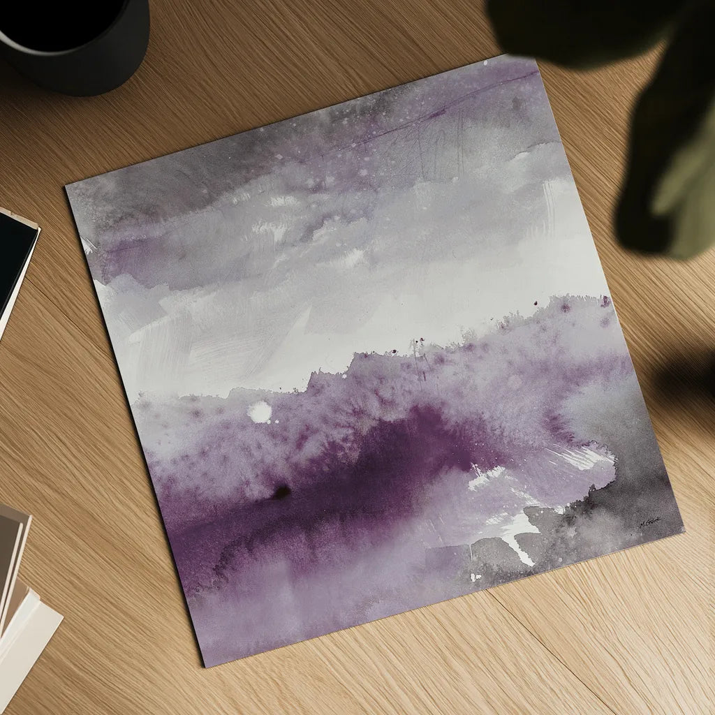 Midnight at the Lake II Amethyst and Grey by Mike Schick. Shown as a detailed flat fine art print, highlighting archival giclee quality. Available as an archival giclee rolled canvas, fine art paper, or poster print. SKU 22140a.