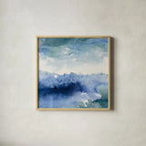 Midnight at the Lake II Cool by Mike Schick. Shown in a natural wood glass frame for a timeless modern aesthetic. Available as an archival giclee rolled canvas, fine art paper, or poster print. SKU 49982a.