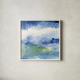 Midnight at the Lake III by Mike Schick. Shown in a crisp white glass frame for a clean and minimalist style. Available as an archival giclee rolled canvas, fine art paper, or poster print. SKU 20555a.