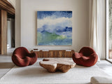 Midnight at the Lake III by Mike Schick. Shown as extra-large giant wall art in a modern living room. Available as an archival giclee rolled canvas, fine art paper, or poster print. SKU 20555a.
