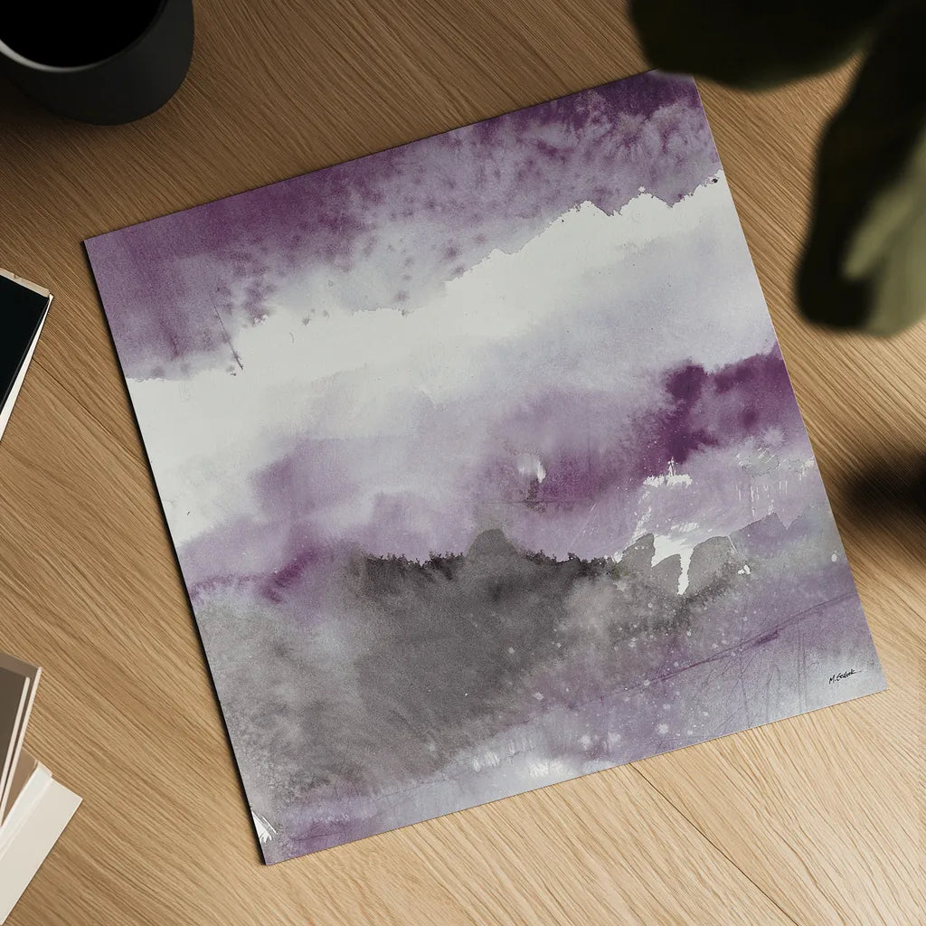 Midnight at the Lake III Amethyst and Grey by Mike Schick. Shown as a detailed flat fine art print, highlighting archival giclee quality. Available as an archival giclee rolled canvas, fine art paper, or poster print. SKU 22141a.