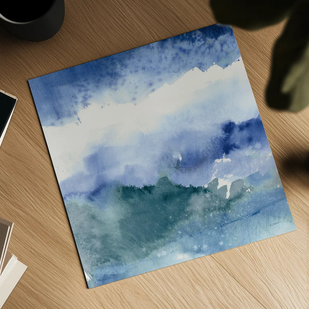 Midnight at the Lake III Cool by Mike Schick. Shown as a detailed flat fine art print, highlighting archival giclee quality. Available as an archival giclee rolled canvas, fine art paper, or poster print. SKU 49983a.