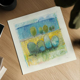 Morning Grove by Mike Schick. Shown as a detailed flat fine art print, highlighting archival giclee quality. Available as an archival giclee rolled canvas, fine art paper, or poster print. SKU 48424a.