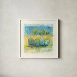 Morning Grove by Mike Schick. Shown in a crisp white glass frame for a clean and minimalist style. Available as an archival giclee rolled canvas, fine art paper, or poster print. SKU 48424a.