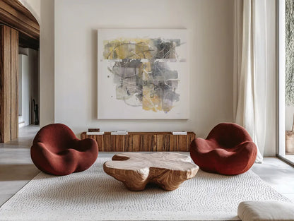 Moving In and Out of Traffic II by Mike Schick. Shown as extra-large giant wall art in a modern living room. Available as an archival giclee rolled canvas, fine art paper, or poster print. SKU 31577a.