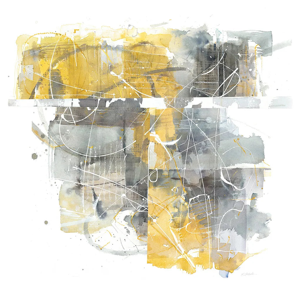 Moving In and Out of Traffic II Yellow Grey by Mike Schick. SKU 33896a. Archival Giclee Fine art print for wall decor.