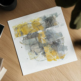 Moving In and Out of Traffic II Yellow Grey by Mike Schick. Shown as a detailed flat fine art print, highlighting archival giclee quality. Available as an archival giclee rolled canvas, fine art paper, or poster print. SKU 33896a.