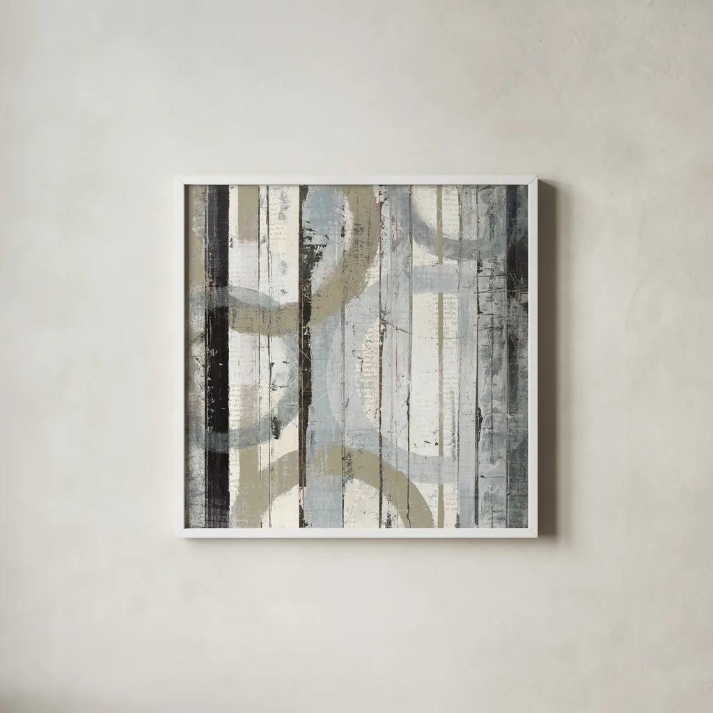Neutral Zephyr I by Mike Schick. Shown in a crisp white glass frame for a clean and minimalist style. Available as an archival giclee rolled canvas, fine art paper, or poster print. SKU 30075a.