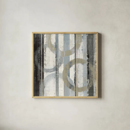 Neutral Zephyr II by Mike Schick. Shown in a natural wood glass frame for a timeless modern aesthetic. Available as an archival giclee rolled canvas, fine art paper, or poster print. SKU 30076a.