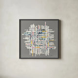 New Morning on Gray by Mike Schick. Shown in a sleek black glass frame for a contemporary gallery look. Available as an archival giclee rolled canvas, fine art paper, or poster print. SKU 30387a.
