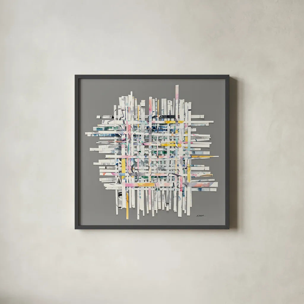 New Morning on Gray by Mike Schick. Shown in a sleek black glass frame for a contemporary gallery look. Available as an archival giclee rolled canvas, fine art paper, or poster print. SKU 30387a.