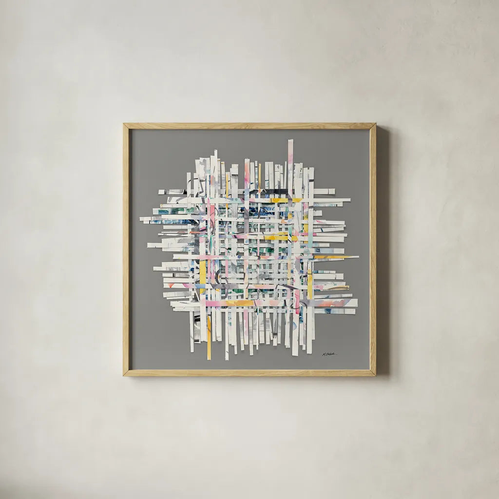 New Morning on Gray by Mike Schick. Shown in a natural wood glass frame for a timeless modern aesthetic. Available as an archival giclee rolled canvas, fine art paper, or poster print. SKU 30387a.