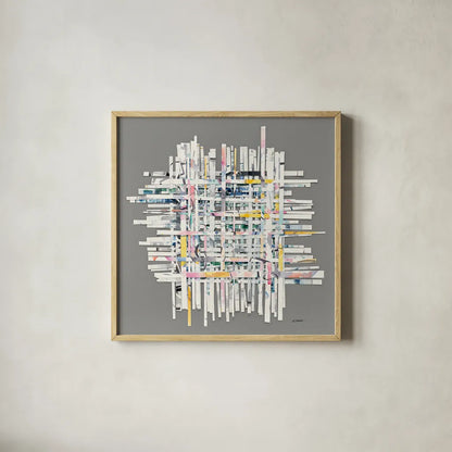 New Morning on Gray by Mike Schick. Shown in a natural wood glass frame for a timeless modern aesthetic. Available as an archival giclee rolled canvas, fine art paper, or poster print. SKU 30387a.