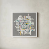 New Morning on Gray by Mike Schick. Shown in a crisp white glass frame for a clean and minimalist style. Available as an archival giclee rolled canvas, fine art paper, or poster print. SKU 30387a.