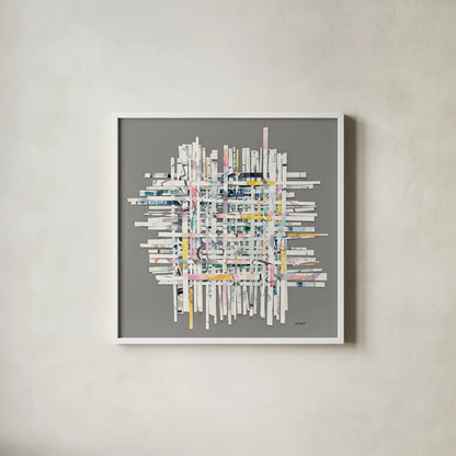 New Morning on Gray by Mike Schick. Shown in a crisp white glass frame for a clean and minimalist style. Available as an archival giclee rolled canvas, fine art paper, or poster print. SKU 30387a.