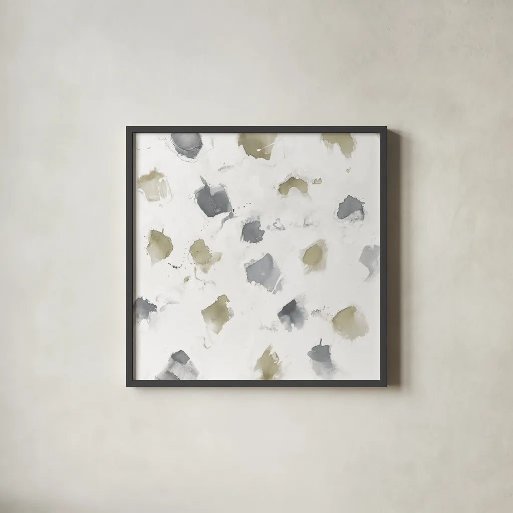 Nougat II Neutral by Mike Schick. Shown in a sleek black glass frame for a contemporary gallery look. Available as an archival giclee rolled canvas, fine art paper, or poster print. SKU 30073a.