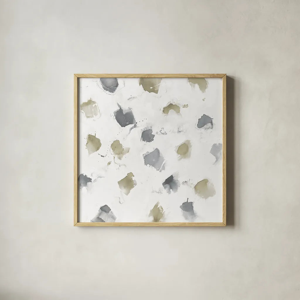 Nougat II Neutral by Mike Schick. Shown in a natural wood glass frame for a timeless modern aesthetic. Available as an archival giclee rolled canvas, fine art paper, or poster print. SKU 30073a.