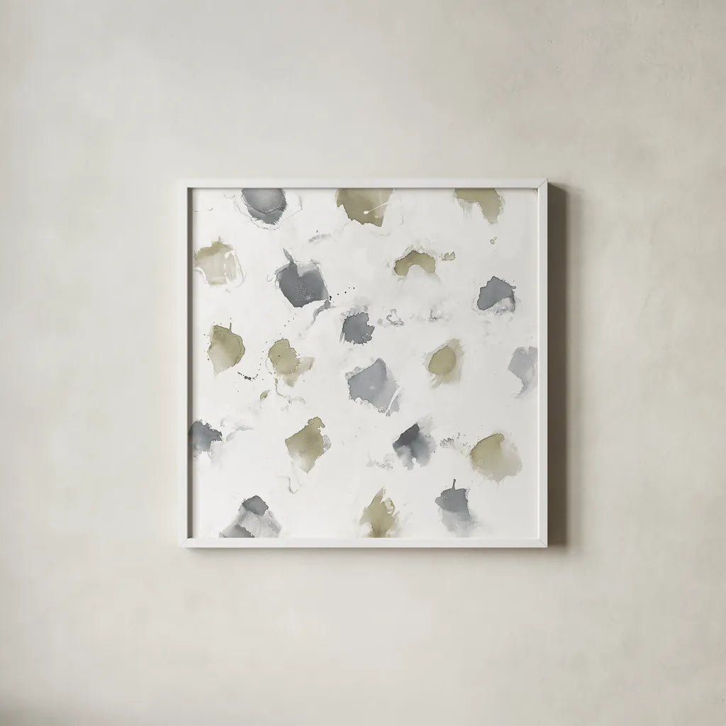 Nougat II Neutral by Mike Schick. Shown in a crisp white glass frame for a clean and minimalist style. Available as an archival giclee rolled canvas, fine art paper, or poster print. SKU 30073a.