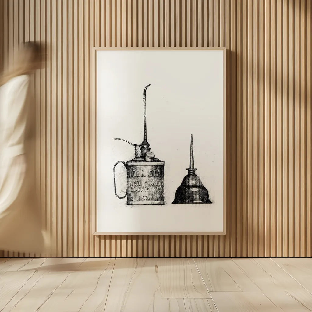 Oil Cans by Mike Schick. shown as over sized large wall art. Available as an archival giclee rolled canvas, fine art paper, or poster print. SKU 58752h.