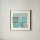 Overlap II by Mike Schick. Shown in a crisp white glass frame for a clean and minimalist style. Available as an archival giclee rolled canvas, fine art paper, or poster print. SKU 21614a.