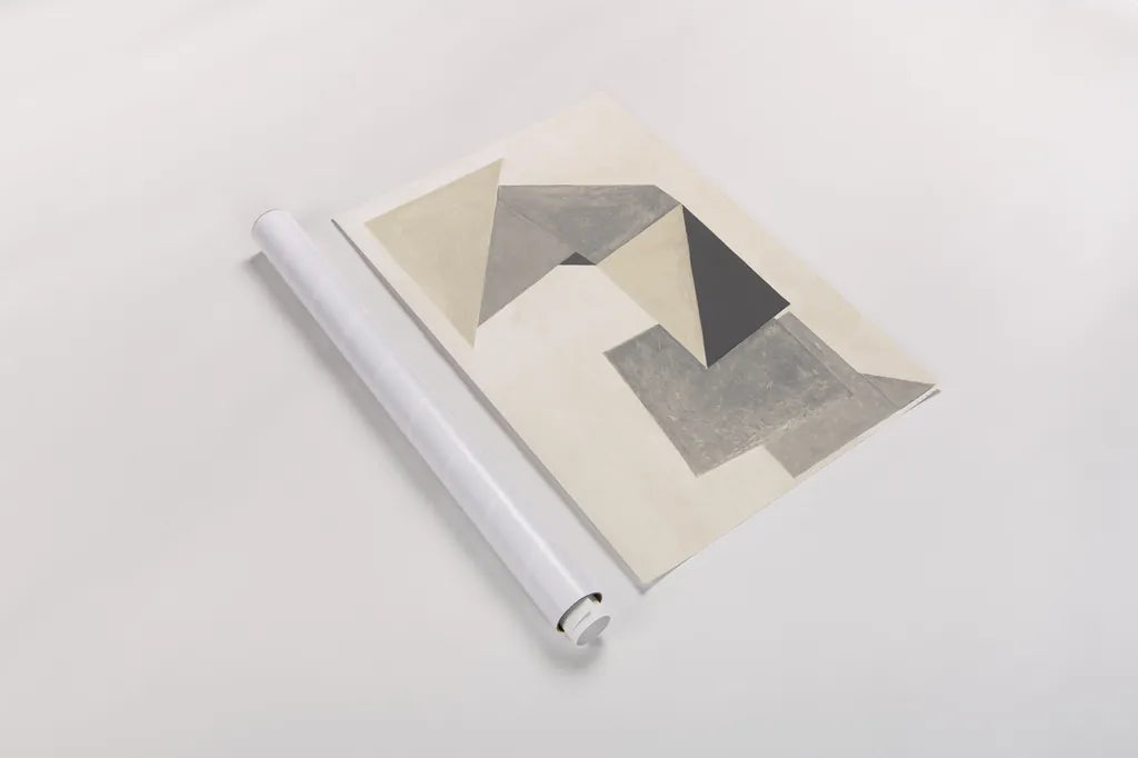 Paper Trail Neutral by Mike Schick. shown as a rolled paper print. Available as archival giclee rolled canvas, fine art paper, or poster print. SKU 70243h.