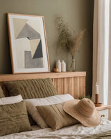 Paper Trail Neutral by Mike Schick. shown as a paper print in a natural frame. Available as a archival giclee rolled canvas, fine art paper, or poster print. SKU 70243h.