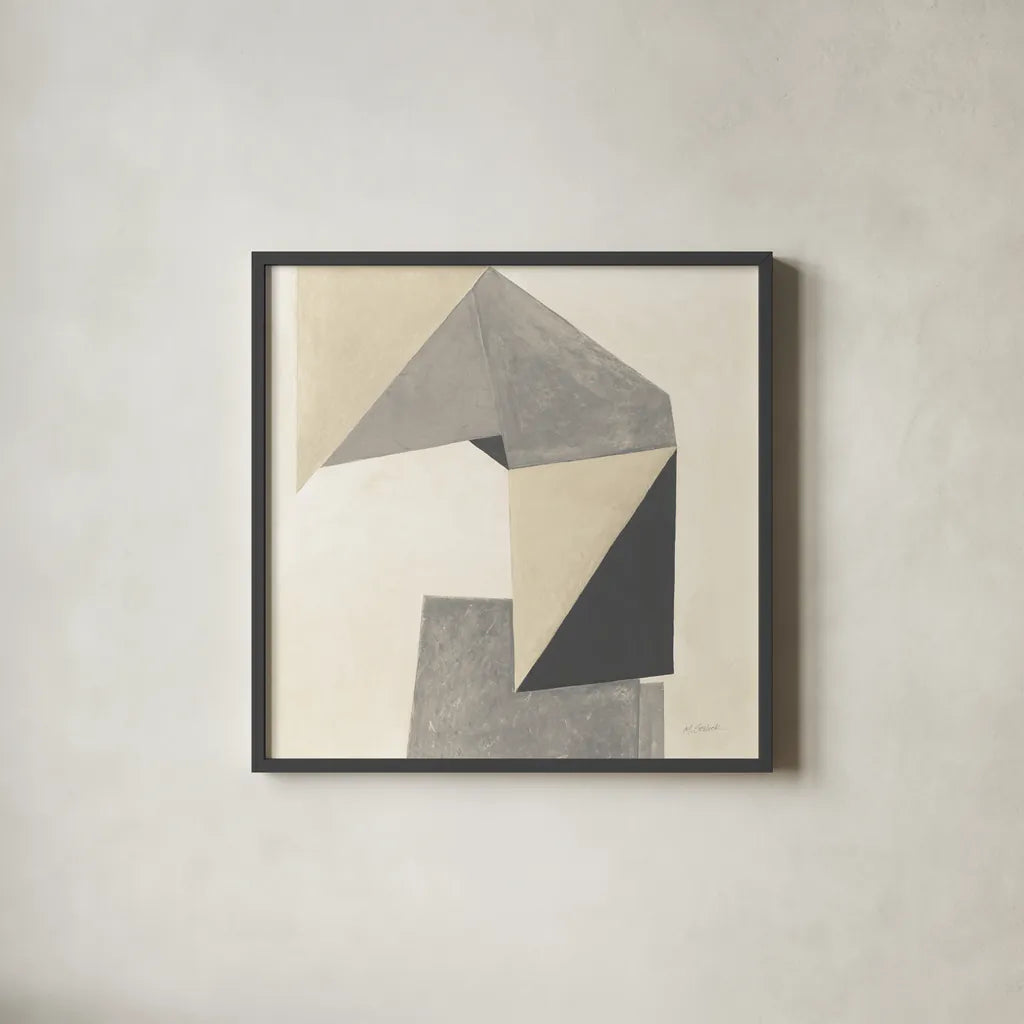 Paper Trail Neutral Crop by Mike Schick. Shown in a sleek black glass frame for a contemporary gallery look. Available as an archival giclee rolled canvas, fine art paper, or poster print. SKU 70243a.