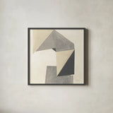 Paper Trail Neutral Crop by Mike Schick. Shown in a sleek black glass frame for a contemporary gallery look. Available as an archival giclee rolled canvas, fine art paper, or poster print. SKU 70243a.