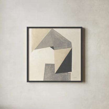 Paper Trail Neutral Crop by Mike Schick. Shown in a sleek black glass frame for a contemporary gallery look. Available as an archival giclee rolled canvas, fine art paper, or poster print. SKU 70243a.