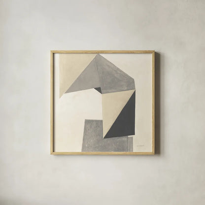 Paper Trail Neutral Crop by Mike Schick. Shown in a natural wood glass frame for a timeless modern aesthetic. Available as an archival giclee rolled canvas, fine art paper, or poster print. SKU 70243a.