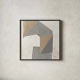 Paper Trail Travertine Crop by Mike Schick. Shown in a sleek black glass frame for a contemporary gallery look. Available as an archival giclee rolled canvas, fine art paper, or poster print. SKU 79807a.
