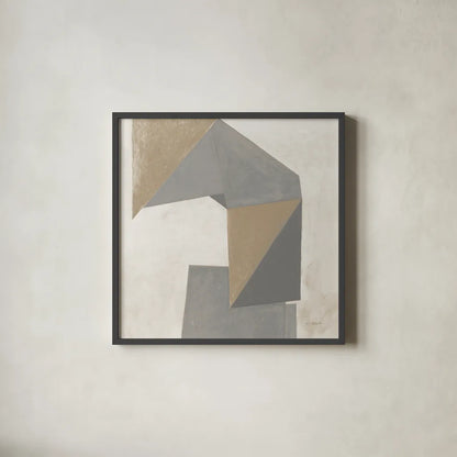 Paper Trail Travertine Crop by Mike Schick. Shown in a sleek black glass frame for a contemporary gallery look. Available as an archival giclee rolled canvas, fine art paper, or poster print. SKU 79807a.