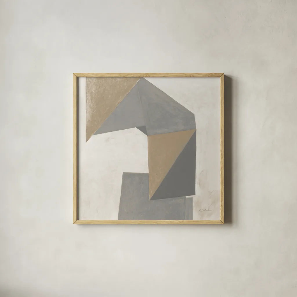 Paper Trail Travertine Crop by Mike Schick. Shown in a natural wood glass frame for a timeless modern aesthetic. Available as an archival giclee rolled canvas, fine art paper, or poster print. SKU 79807a.