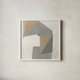 Paper Trail Travertine Crop by Mike Schick. Shown in a crisp white glass frame for a clean and minimalist style. Available as an archival giclee rolled canvas, fine art paper, or poster print. SKU 79807a.