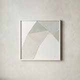 Paper Work I Neutral by Mike Schick. Shown in a crisp white glass frame for a clean and minimalist style. Available as an archival giclee rolled canvas, fine art paper, or poster print. SKU 42940a.