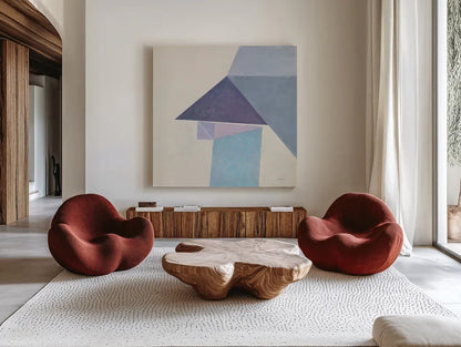 Paper Work II by Mike Schick. Shown as extra-large giant wall art in a modern living room. Available as an archival giclee rolled canvas, fine art paper, or poster print. SKU 36023a.