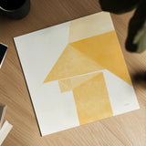 Paper Work II Yellow by Mike Schick. Shown as a detailed flat fine art print, highlighting archival giclee quality. Available as an archival giclee rolled canvas, fine art paper, or poster print. SKU 51729a.
