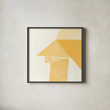 Paper Work II Yellow by Mike Schick. Shown in a sleek black glass frame for a contemporary gallery look. Available as an archival giclee rolled canvas, fine art paper, or poster print. SKU 51729a.