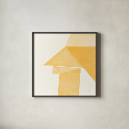 Paper Work II Yellow by Mike Schick. Shown in a sleek black glass frame for a contemporary gallery look. Available as an archival giclee rolled canvas, fine art paper, or poster print. SKU 51729a.