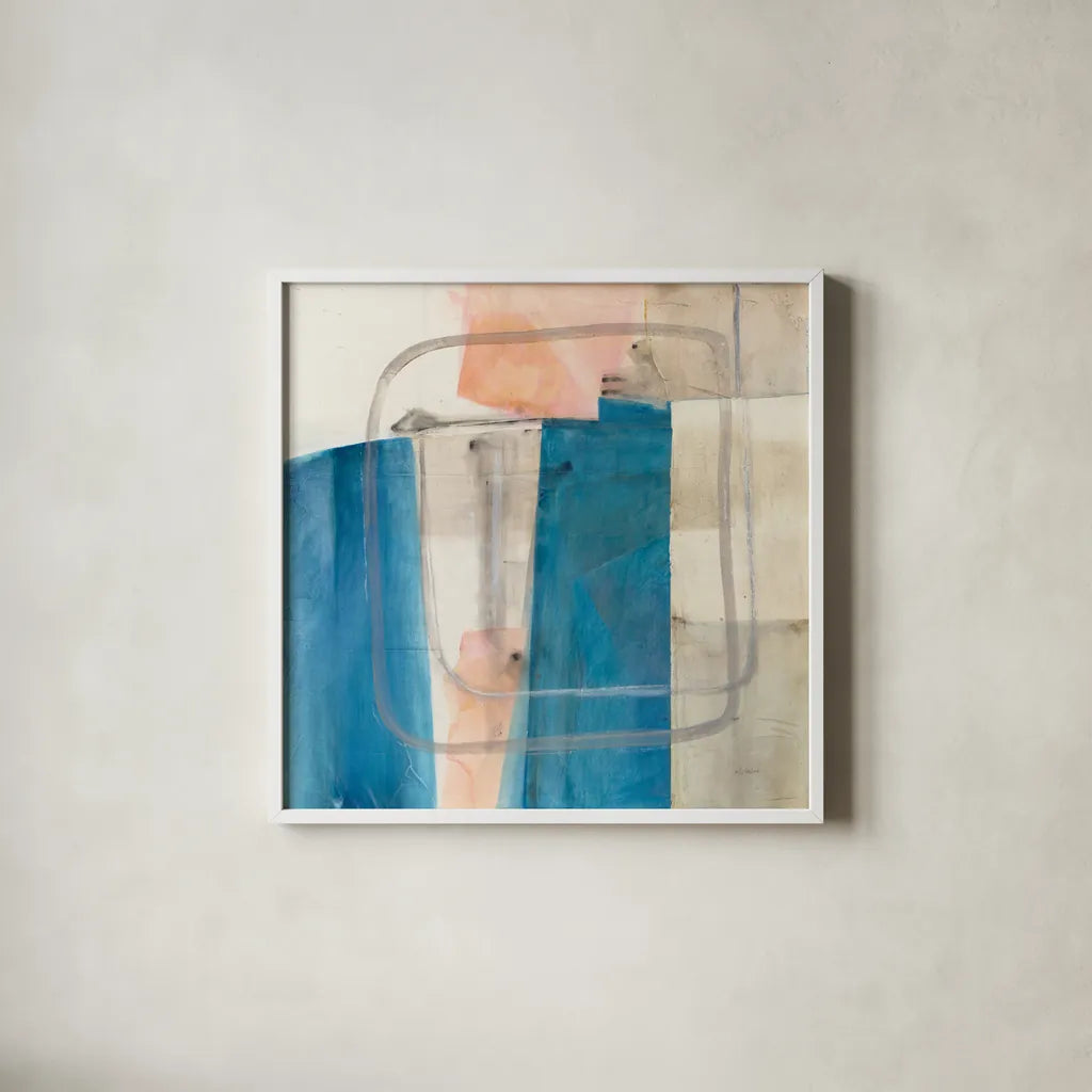 Passage I by Mike Schick. Shown in a crisp white glass frame for a clean and minimalist style. Available as an archival giclee rolled canvas, fine art paper, or poster print. SKU 34346a.