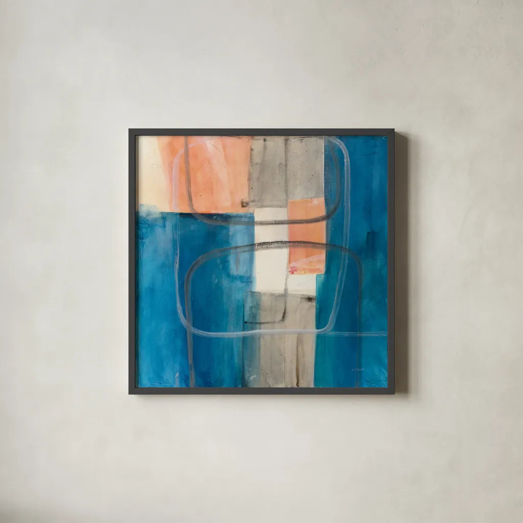 Passage II by Mike Schick. Shown in a sleek black glass frame for a contemporary gallery look. Available as an archival giclee rolled canvas, fine art paper, or poster print. SKU 34347a.