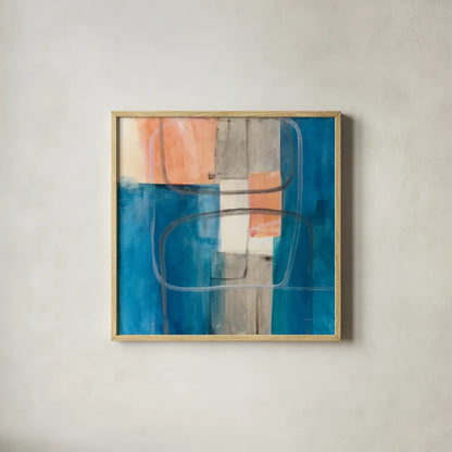 Passage II by Mike Schick. Shown in a natural wood glass frame for a timeless modern aesthetic. Available as an archival giclee rolled canvas, fine art paper, or poster print. SKU 34347a.