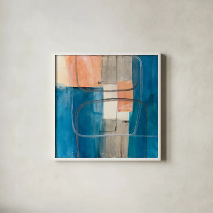 Passage II by Mike Schick. Shown in a crisp white glass frame for a clean and minimalist style. Available as an archival giclee rolled canvas, fine art paper, or poster print. SKU 34347a.