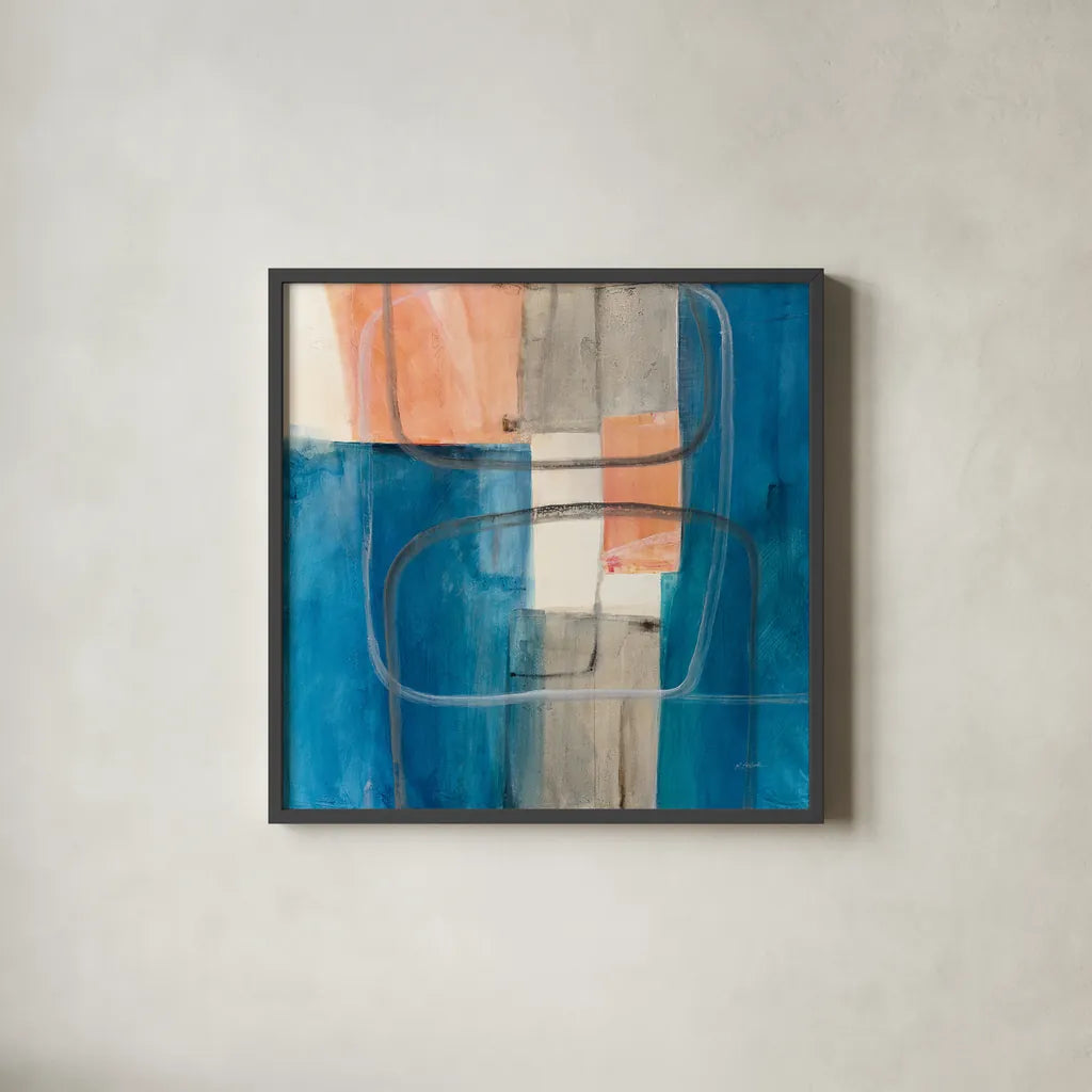 Passage II v2 by Mike Schick. Shown in a sleek black glass frame for a contemporary gallery look. Available as an archival giclee rolled canvas, fine art paper, or poster print. SKU 34985a.