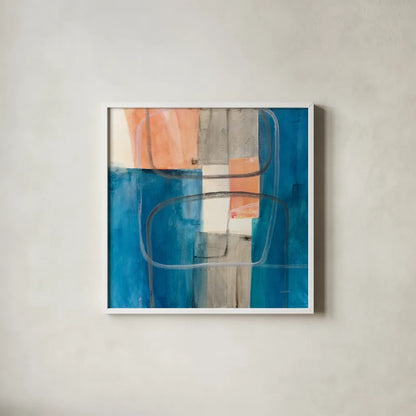 Passage II v2 by Mike Schick. Shown in a crisp white glass frame for a clean and minimalist style. Available as an archival giclee rolled canvas, fine art paper, or poster print. SKU 34985a.