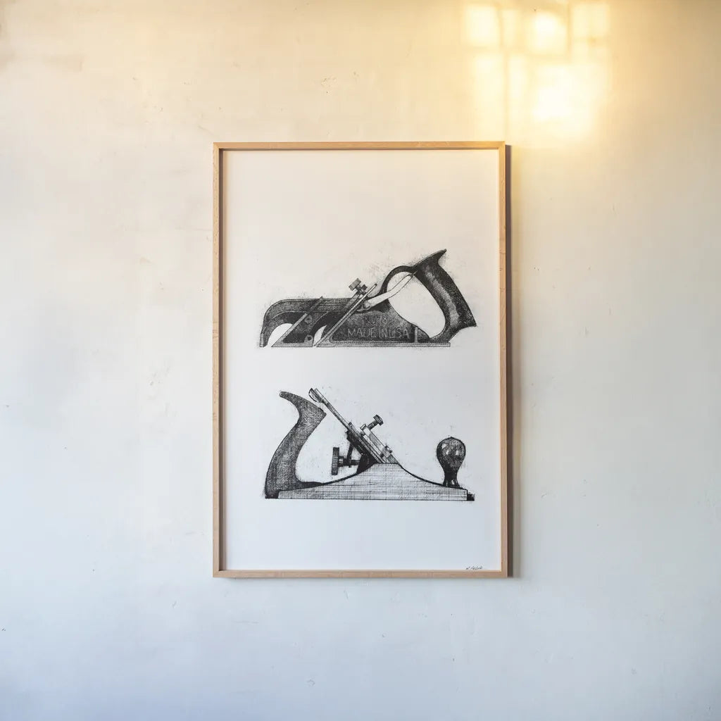 Planes by Mike Schick. shown as a paper print in a natural frame. Available as a archival giclee rolled canvas, fine art paper, or poster print. SKU 58753h.