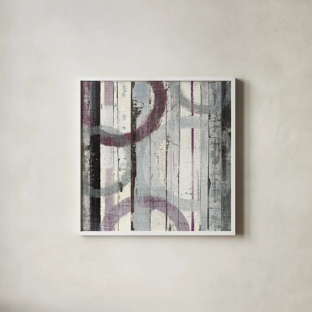 Plum Zephyr I by Mike Schick. Shown in a crisp white glass frame for a clean and minimalist style. Available as an archival giclee rolled canvas, fine art paper, or poster print. SKU 11112a.